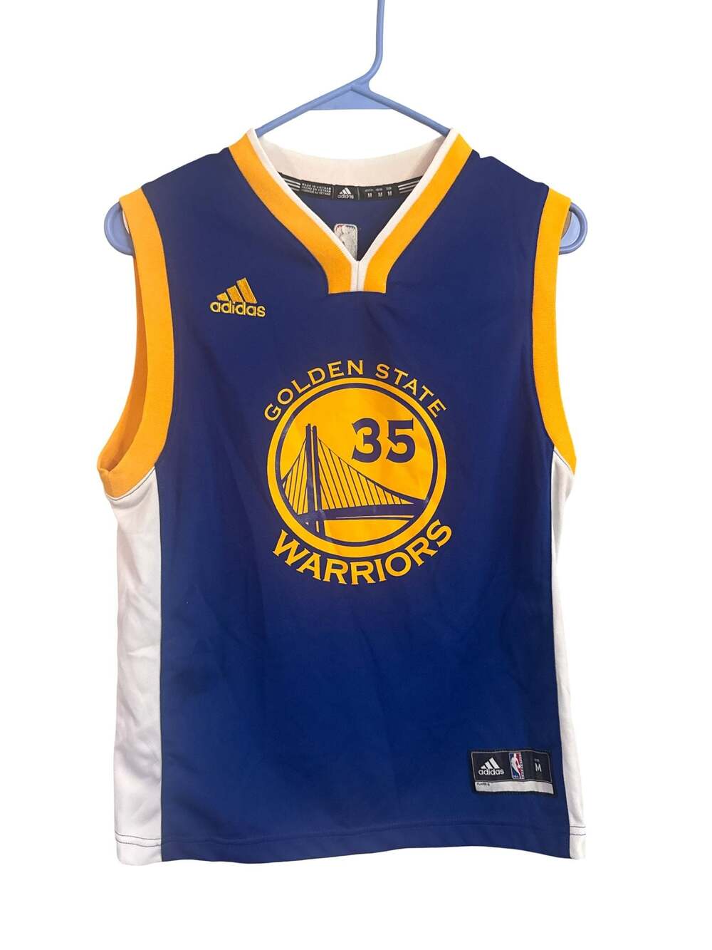 Adidas Golden State Warriors Kevin Durant #35 Youth Basketball Jersey